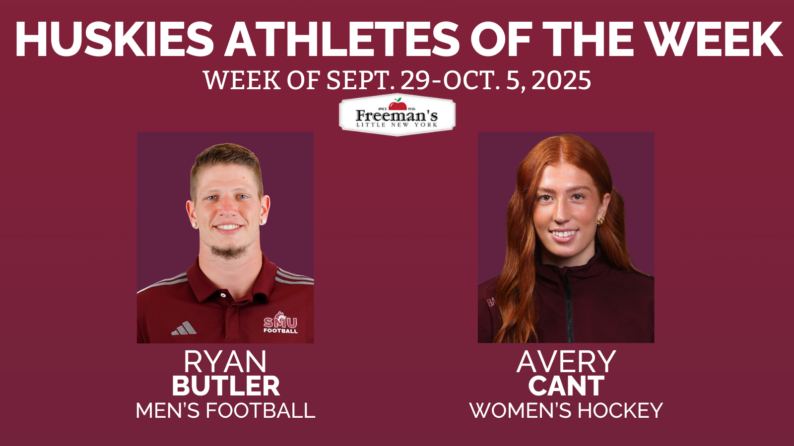 Butler and Cant named Huskies Athletes of the Week: Sept. 29-Oct. 5, 2025
