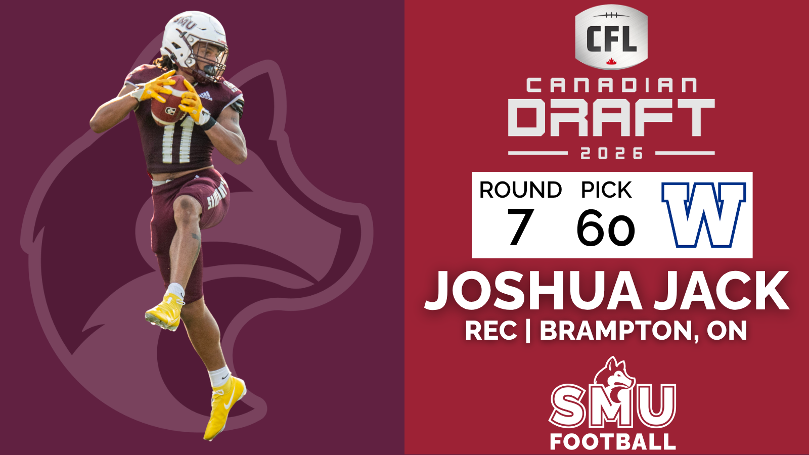 Joshua Jack selected by Winnipeg in 2026 CFL Draft