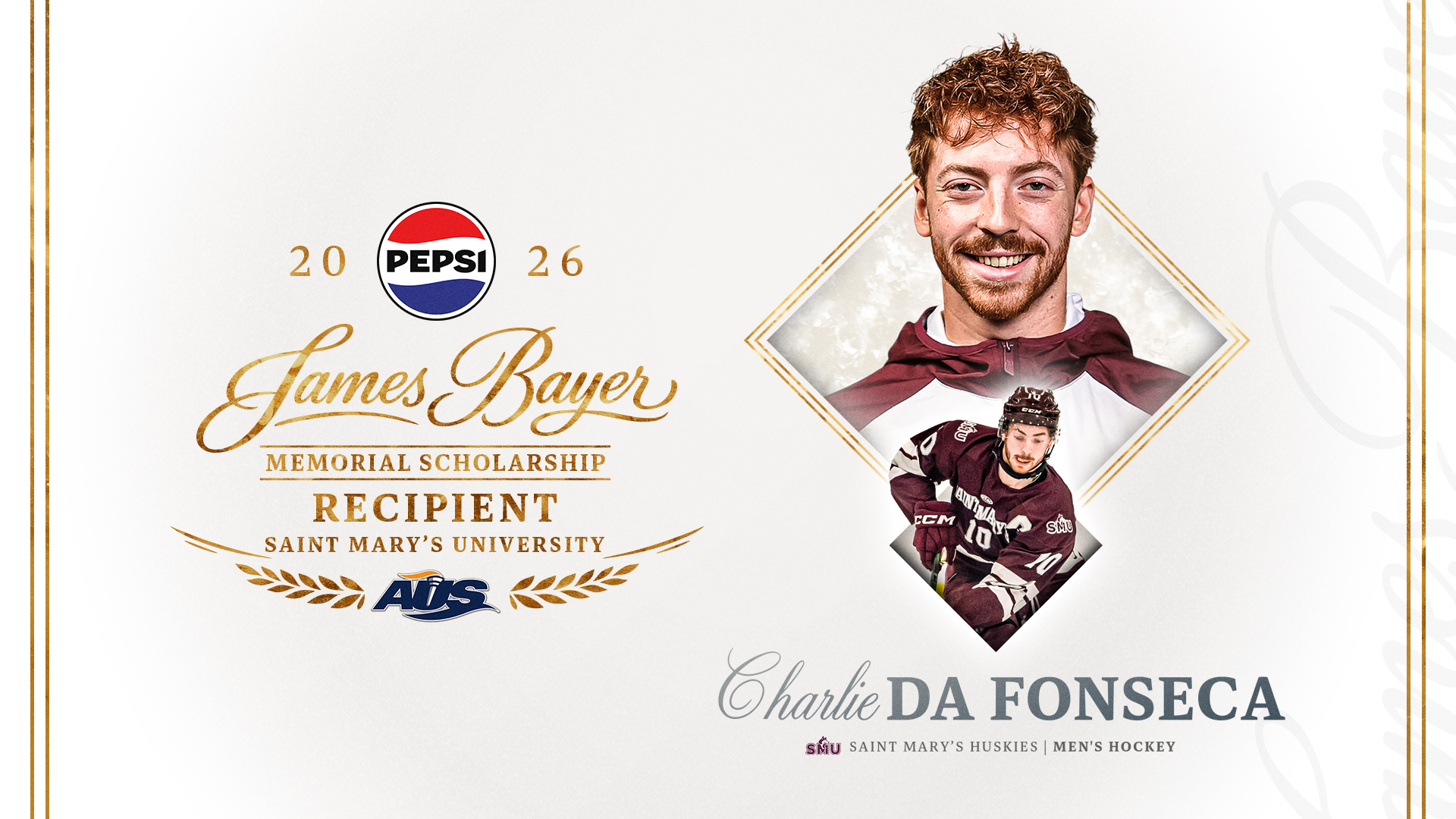 Charlie Da Fonseca announced as Saint Mary's recipient of AUS PepsiCo James Bayer Memorial Scholarship Award