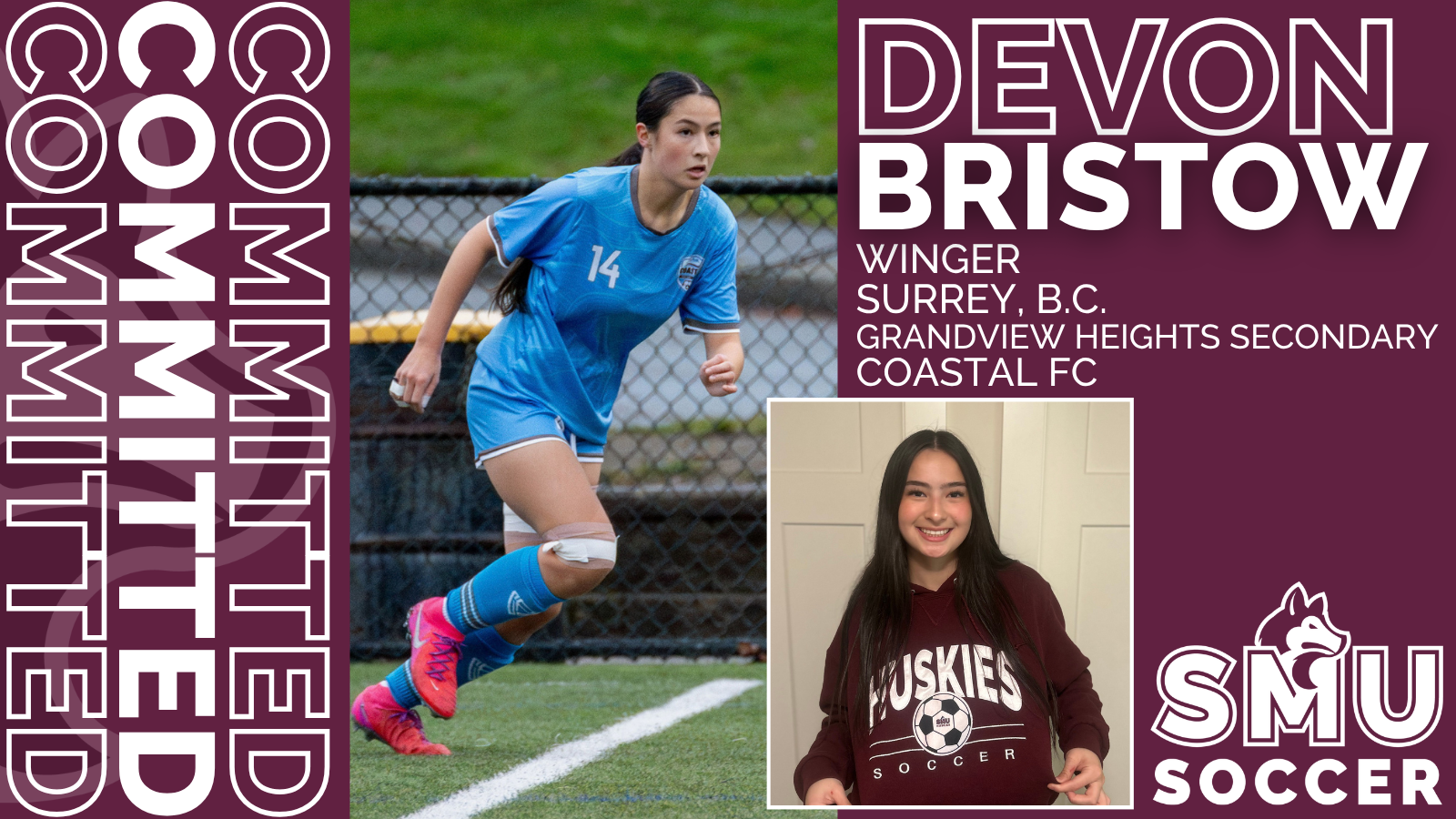 Huskies women&rsquo;s soccer announce commitment of winger Devon Bristow