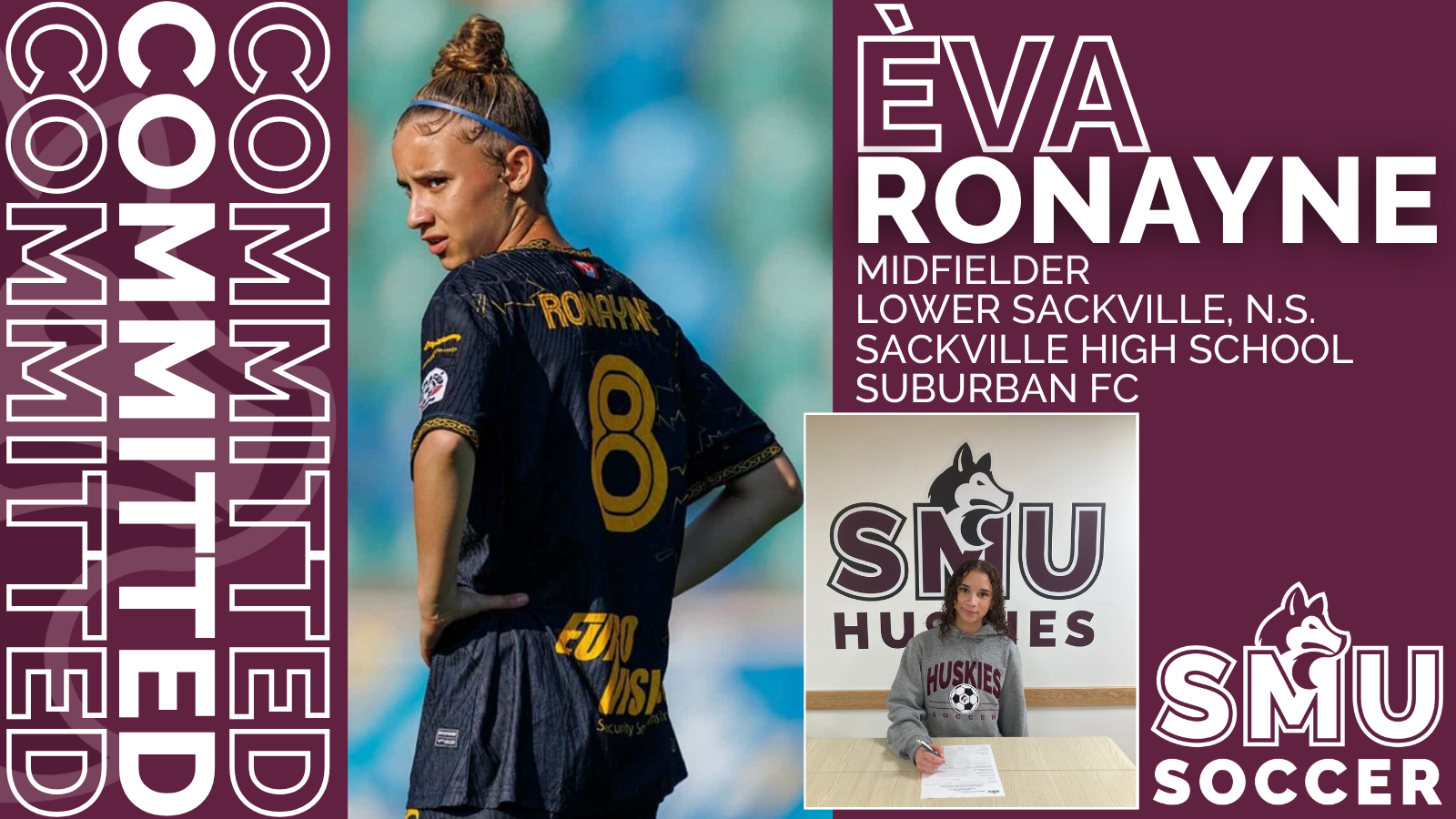 Huskies women&rsquo;s soccer announce commitment of midfielder &Egrave;va Ronayne